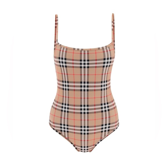 Burberry One-piece Swimsuit Classic Novacheck Plaid Print Archive Beige, XL - Picture 1 of 12